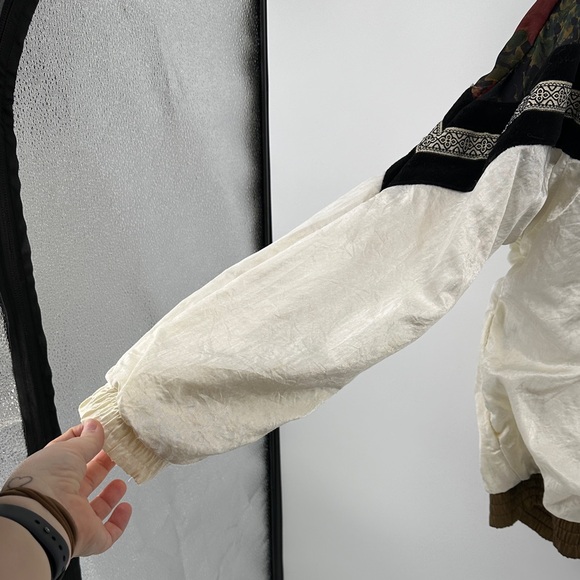 VTG 80s/90s Boho Indications Floral Gold&Cream Oversided Windbreaker Jacket SzM - Picture 11 of 16